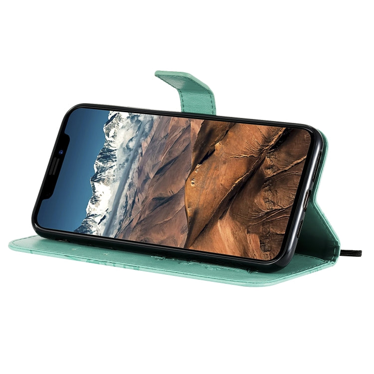 For iPhone 11 Pro Max Pressed Printing Butterfly Pattern Horizontal Flip PU Leather Case with Holder & Card Slots & Wallet & Lanyard (Green) by buy2fix