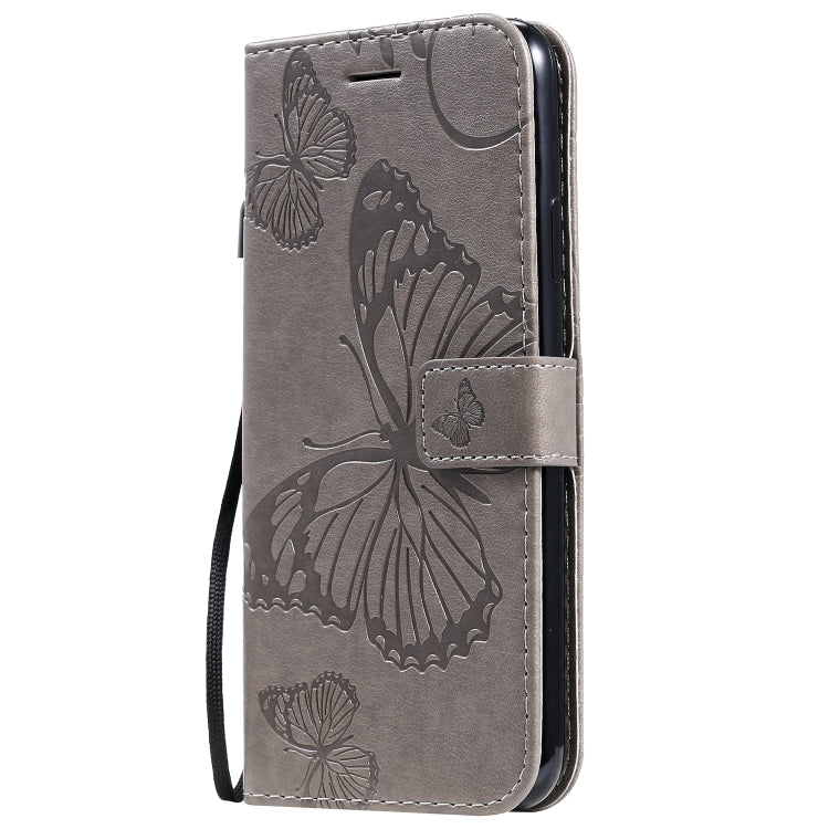 For iPhone 11 Pro Max Pressed Printing Butterfly Pattern Horizontal Flip PU Leather Case with Holder & Card Slots & Wallet & Lanyard (Grey) by buy2fix