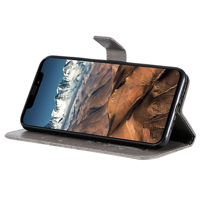 For iPhone 11 Pro Max Pressed Printing Butterfly Pattern Horizontal Flip PU Leather Case with Holder & Card Slots & Wallet & Lanyard (Grey) by buy2fix