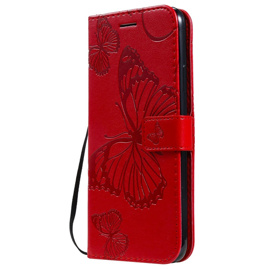 For iPhone 11 Pro Max Pressed Printing Butterfly Pattern Horizontal Flip PU Leather Case with Holder & Card Slots & Wallet & Lanyard (Red) by buy2fix