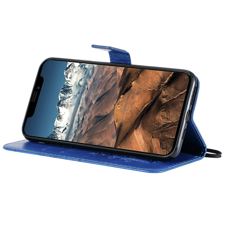 For iPhone 11 Pro Max Pressed Printing Butterfly Pattern Horizontal Flip PU Leather Case with Holder & Card Slots & Wallet & Lanyard (Blue) by buy2fix