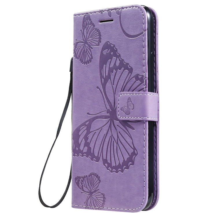 For iPhone 11 Pro Max Pressed Printing Butterfly Pattern Horizontal Flip PU Leather Case with Holder & Card Slots & Wallet & Lanyard (Purple) by buy2fix