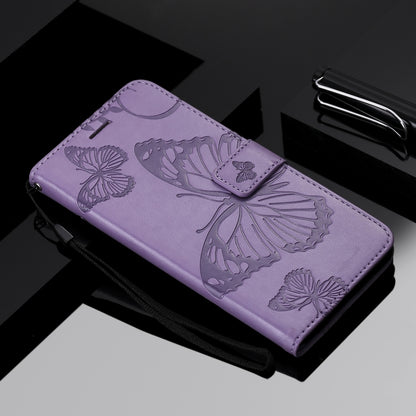 For iPhone 11 Pro Max Pressed Printing Butterfly Pattern Horizontal Flip PU Leather Case with Holder & Card Slots & Wallet & Lanyard (Purple) by buy2fix