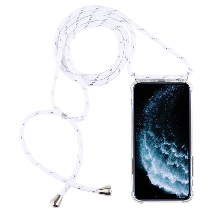 Four-Corner Anti-Fall Transparent TPU Mobile Phone Case With Lanyard for iPhone 11 Pro(White) by buy2fix