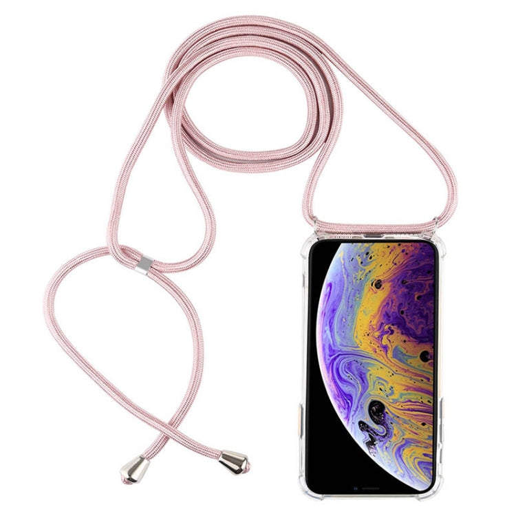 Four-Corner Anti-Fall Transparent TPU Mobile Phone Case With Lanyard for iPhone 11 Pro(Rose Gold) by buy2fix