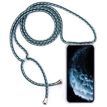 Four-Corner Anti-Fall Transparent TPU Mobile Phone Case With Lanyard for iPhone 11 Pro(Green White Blue) by buy2fix