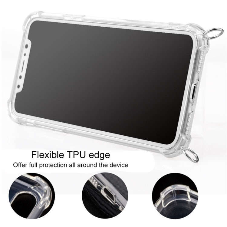 Four-Corner Anti-Fall Transparent TPU Mobile Phone Case With Lanyard for iPhone 11 Pro(Green Beige Black) by buy2fix
