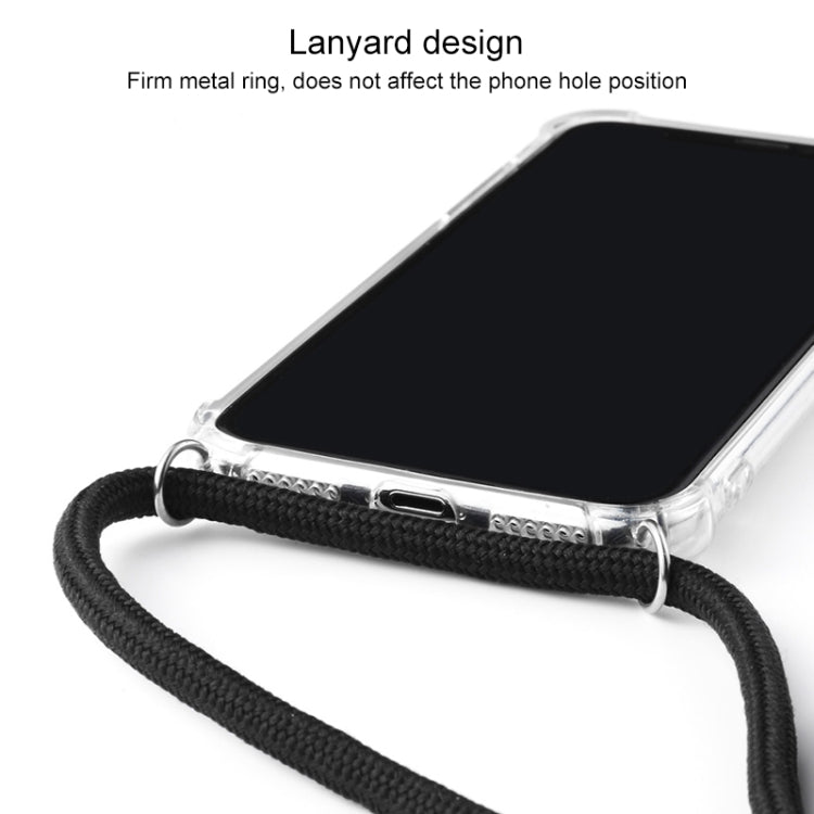 Four-Corner Anti-Fall Transparent TPU Mobile Phone Case With Lanyard for iPhone 11 Pro(Green Beige Black) by buy2fix