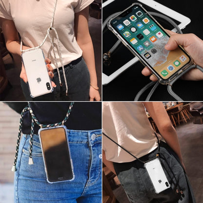 Four-Corner Anti-Fall Transparent TPU Mobile Phone Case With Lanyard for iPhone 11 Pro(Green Beige Black) by buy2fix