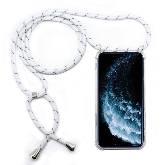 Four-Corner Anti-Fall Transparent TPU Mobile Phone Case With Lanyard for iPhone 11 Pro(White Grey) by buy2fix