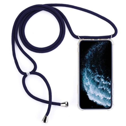 Four-Corner Anti-Fall Transparent TPU Mobile Phone Case With Lanyard for iPhone 11 Pro(Dark Blue) by buy2fix