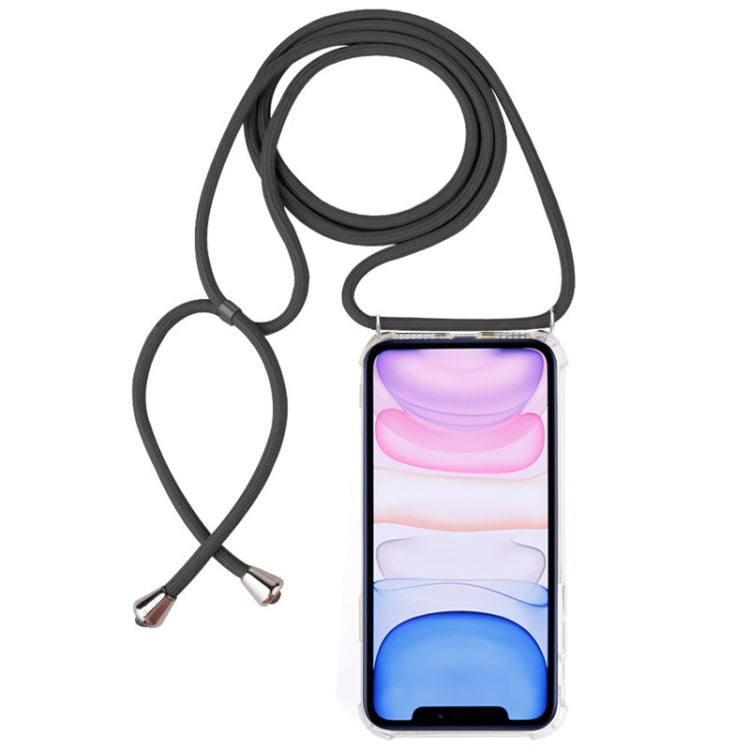 Four-Corner Anti-Fall Transparent TPU Mobile Phone Case With Lanyard for iPhone 11(Grey) by buy2fix