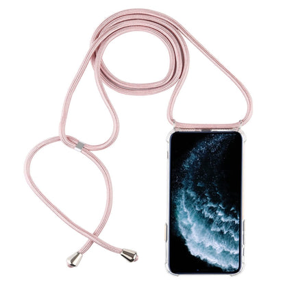 Four-Corner Anti-Fall Trasparent TPU Mobile Phone Case With Lanyard for iPhone 11 Pro Max(Rose Gold) by buy2fix