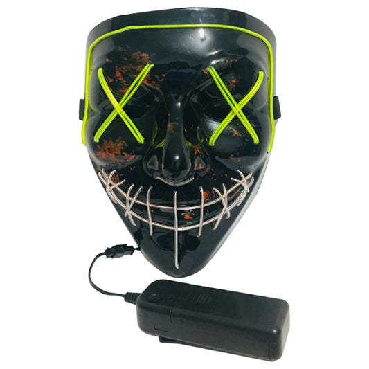 Halloween Festival Party X Face Seam Mouth Two Color LED Luminescence Mask(Green White) by buy2fix