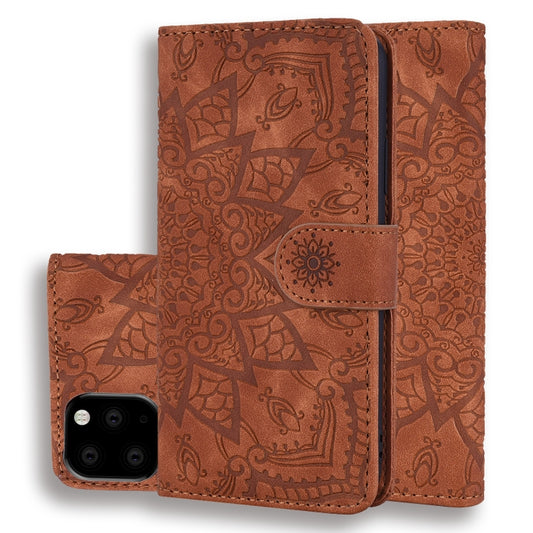 For iPhone 11 Calf Pattern Double Folding Design Embossed Leather Case with Wallet & Holder & Card Slots (Brown) by buy2fix
