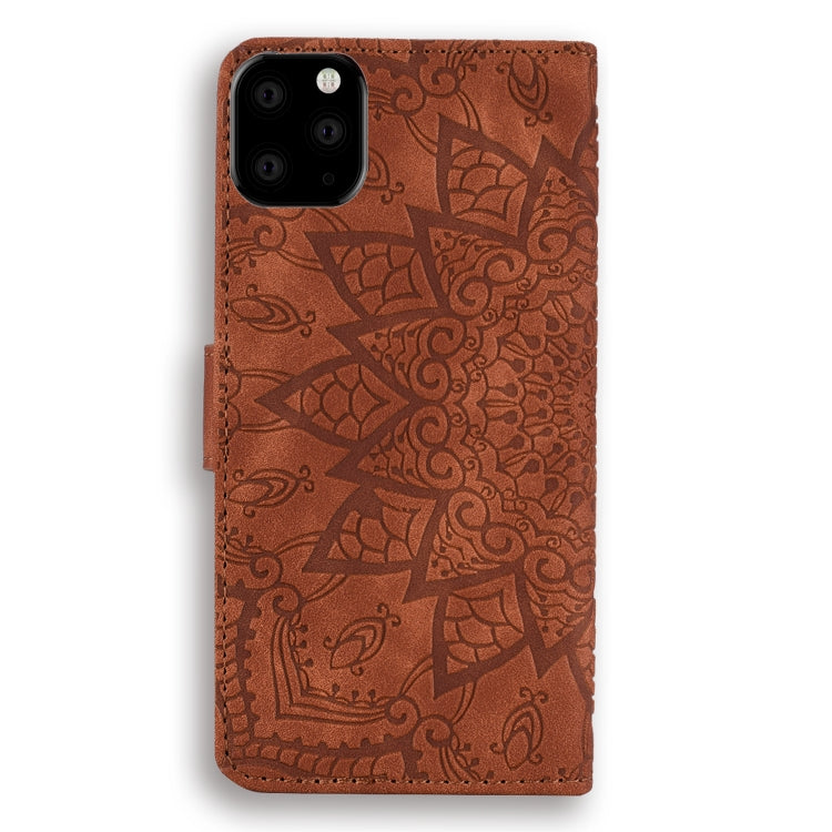 For iPhone 11 Calf Pattern Double Folding Design Embossed Leather Case with Wallet & Holder & Card Slots (Brown) by buy2fix