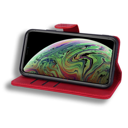 For iPhone 11 Calf Pattern Double Folding Design Embossed Leather Case with Wallet & Holder & Card Slots (Red) by buy2fix