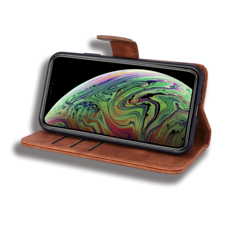 For iPhone 11 Pro Calf Pattern Double Folding Design Embossed Leather Case with Wallet & Holder & Card Slots (5.8 inch)(Brown) by buy2fix