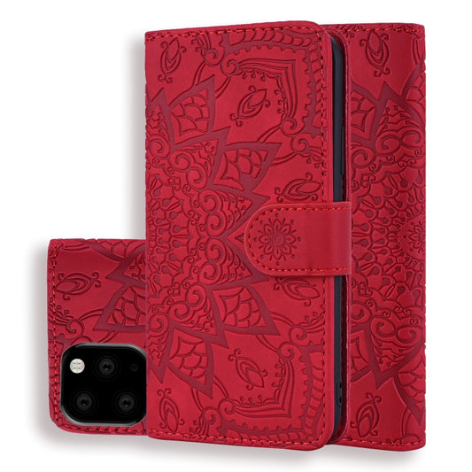 For iPhone 11 Pro Calf Pattern Double Folding Design Embossed Leather Case with Wallet & Holder & Card Slots (5.8 inch)(Red) by buy2fix