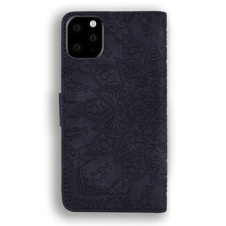 For iPhone 11 Pro Max Calf Pattern Double Folding Design Embossed Leather Case with Wallet & Holder & Card Slots (6.5 inch)(Black) by buy2fix
