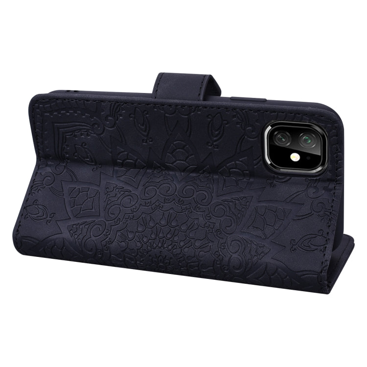 For iPhone 11 Pro Max Calf Pattern Double Folding Design Embossed Leather Case with Wallet & Holder & Card Slots (6.5 inch)(Black) by buy2fix