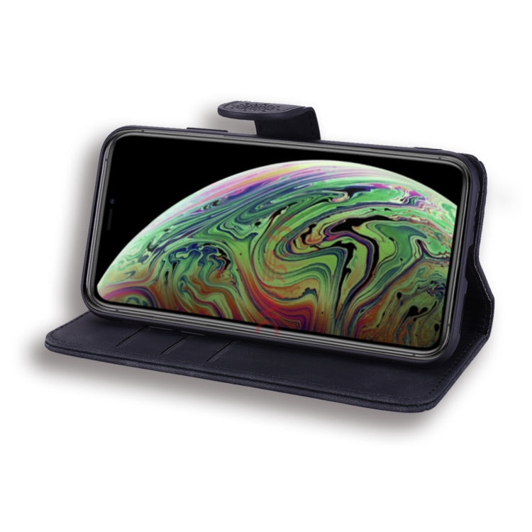 For iPhone 11 Pro Max Calf Pattern Double Folding Design Embossed Leather Case with Wallet & Holder & Card Slots (6.5 inch)(Black) by buy2fix