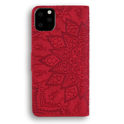 For iPhone 11 Pro Max Calf Pattern Double Folding Design Embossed Leather Case with Wallet & Holder & Card Slots (6.5 inch)(Red) by buy2fix