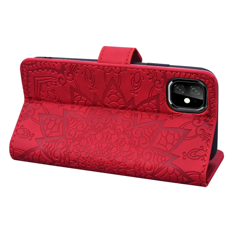 For iPhone 11 Pro Max Calf Pattern Double Folding Design Embossed Leather Case with Wallet & Holder & Card Slots (6.5 inch)(Red) by buy2fix