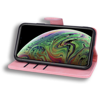 For iPhone 11 Pro Max Calf Pattern Double Folding Design Embossed Leather Case with Wallet & Holder & Card Slots (6.5 inch)(Pink) by buy2fix