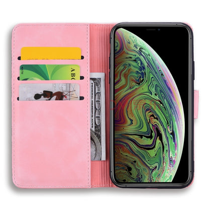 For iPhone 11 Pro Max Calf Pattern Double Folding Design Embossed Leather Case with Wallet & Holder & Card Slots (6.5 inch)(Pink) by buy2fix