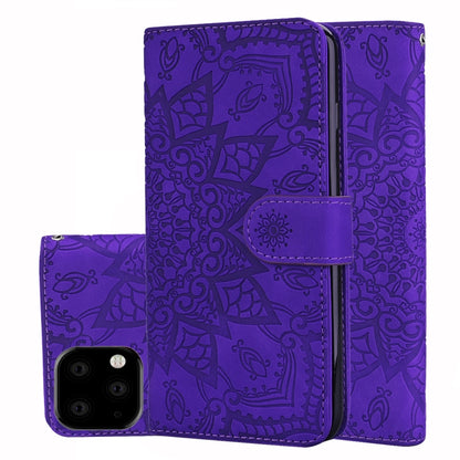 For iPhone 11 Pro Max Calf Pattern Double Folding Design Embossed Leather Case with Wallet & Holder & Card Slots (6.5 inch)(Purple) by buy2fix