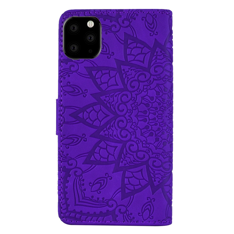 For iPhone 11 Pro Max Calf Pattern Double Folding Design Embossed Leather Case with Wallet & Holder & Card Slots (6.5 inch)(Purple) by buy2fix