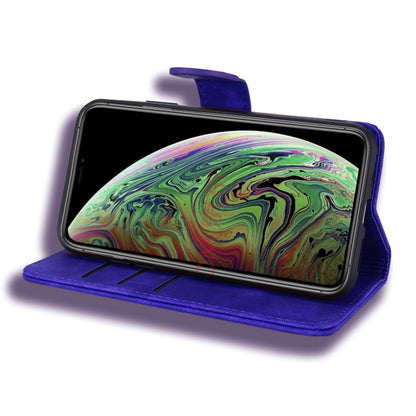 For iPhone 11 Pro Max Calf Pattern Double Folding Design Embossed Leather Case with Wallet & Holder & Card Slots (6.5 inch)(Purple) by buy2fix