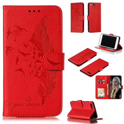 Feather Pattern Litchi Texture Horizontal Flip Leather Case with Wallet & Holder & Card Slots For iPhone 7 Plus / 8 Plus(Red) by buy2fix