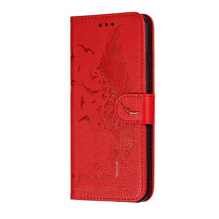 Feather Pattern Litchi Texture Horizontal Flip Leather Case with Wallet & Holder & Card Slots For iPhone 7 Plus / 8 Plus(Red) by buy2fix