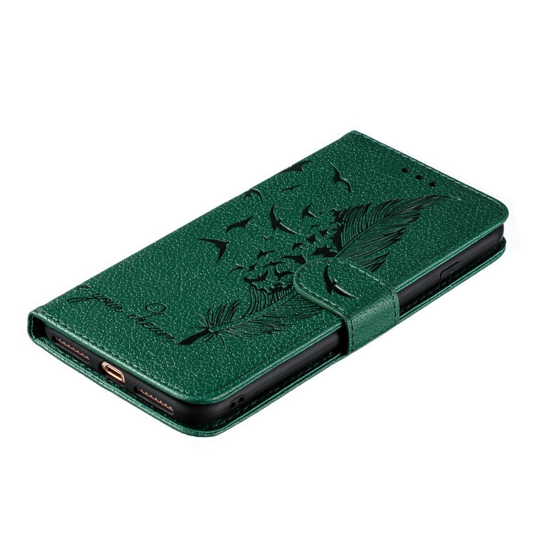 Feather Pattern Litchi Texture Horizontal Flip Leather Case with Wallet & Holder & Card Slots For iPhone 7 Plus / 8 Plus(Green) by buy2fix