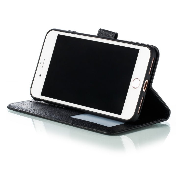 Feather Pattern Litchi Texture Horizontal Flip Leather Case with Wallet & Holder & Card Slots For iPhone 7 Plus / 8 Plus(Black) by buy2fix