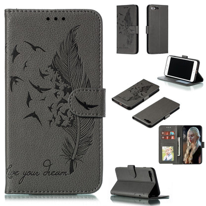Feather Pattern Litchi Texture Horizontal Flip Leather Case with Wallet & Holder & Card Slots For iPhone 7 Plus / 8 Plus(Gray) by buy2fix