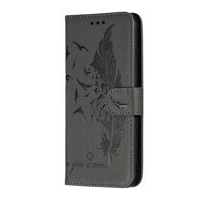 Feather Pattern Litchi Texture Horizontal Flip Leather Case with Wallet & Holder & Card Slots For iPhone 7 Plus / 8 Plus(Gray) by buy2fix