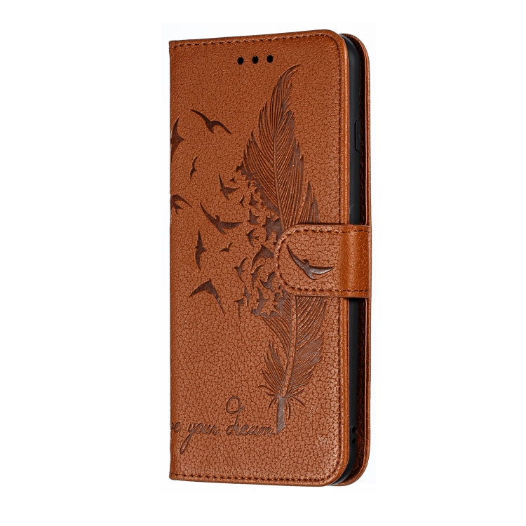 Feather Pattern Litchi Texture Horizontal Flip Leather Case with Wallet & Holder & Card Slots For iPhone 7 Plus / 8 Plus(Brown) by buy2fix