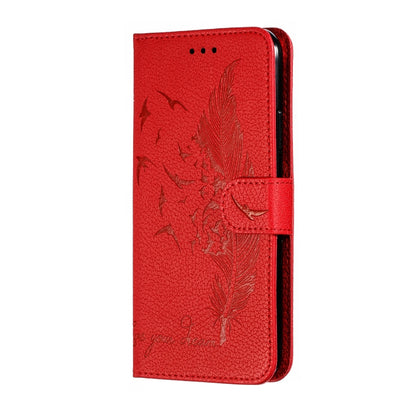 For iPhone 11 Pro Feather Pattern Litchi Texture Horizontal Flip Leather Case with Wallet & Holder & Card Slots (Red) by buy2fix