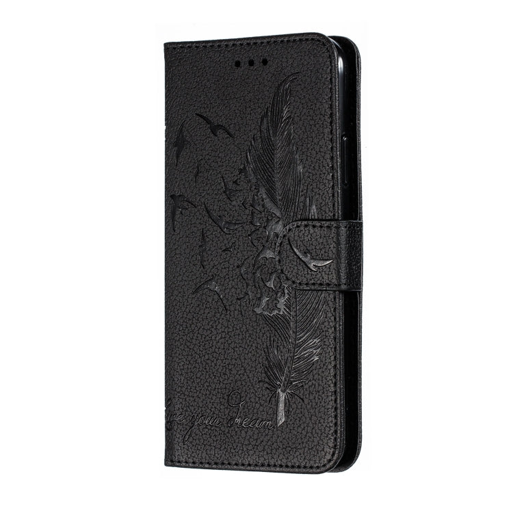 For iPhone 11 Pro Feather Pattern Litchi Texture Horizontal Flip Leather Case with Wallet & Holder & Card Slots (Black) by buy2fix