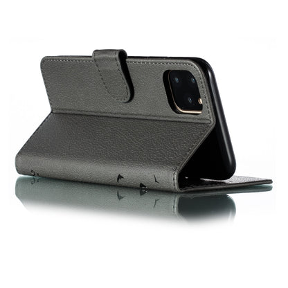 For iPhone 11 Pro Feather Pattern Litchi Texture Horizontal Flip Leather Case with Wallet & Holder & Card Slots (Gray) by buy2fix