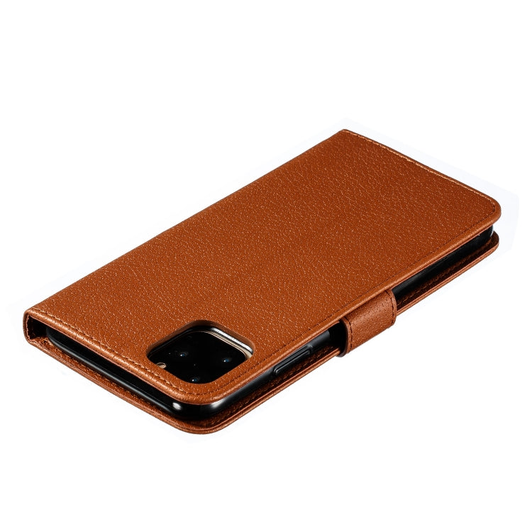 For iPhone 11 Pro Feather Pattern Litchi Texture Horizontal Flip Leather Case with Wallet & Holder & Card Slots (Brown) by buy2fix
