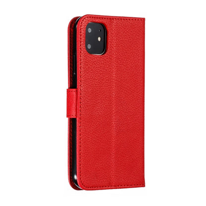 For iPhone 11 Feather Pattern Litchi Texture Horizontal Flip Leather Case with Wallet & Holder & Card Slots (Red) by buy2fix