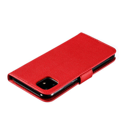 For iPhone 11 Feather Pattern Litchi Texture Horizontal Flip Leather Case with Wallet & Holder & Card Slots (Red) by buy2fix