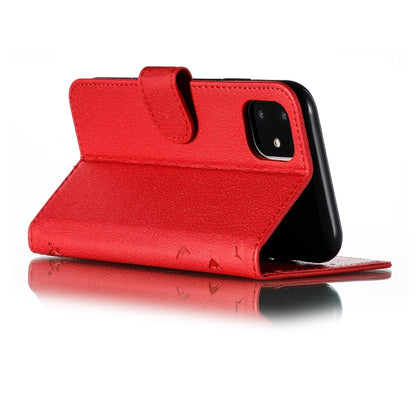 For iPhone 11 Feather Pattern Litchi Texture Horizontal Flip Leather Case with Wallet & Holder & Card Slots (Red) by buy2fix