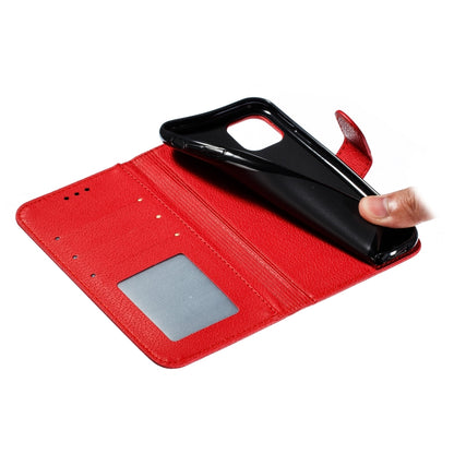 For iPhone 11 Feather Pattern Litchi Texture Horizontal Flip Leather Case with Wallet & Holder & Card Slots (Red) by buy2fix