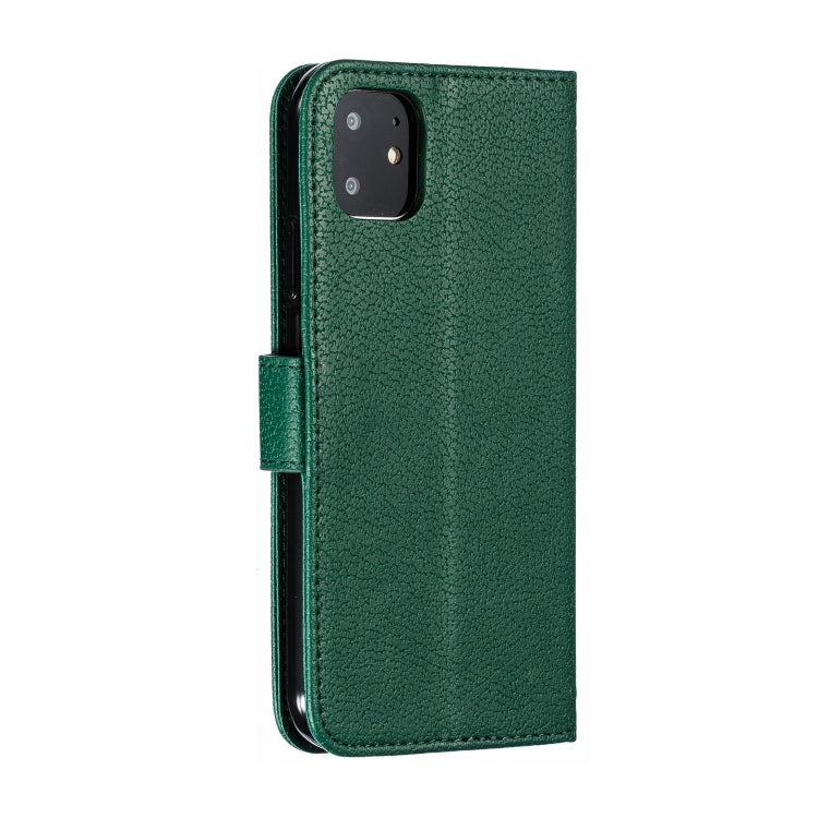 For iPhone 11 Feather Pattern Litchi Texture Horizontal Flip Leather Case with Wallet & Holder & Card Slots (Green) by buy2fix