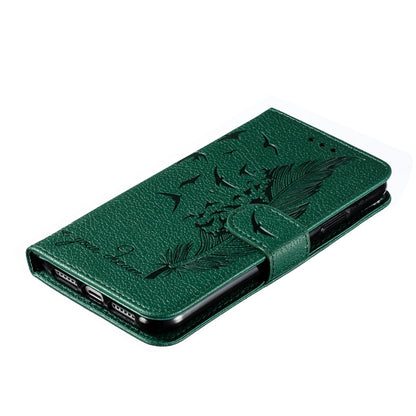 For iPhone 11 Feather Pattern Litchi Texture Horizontal Flip Leather Case with Wallet & Holder & Card Slots (Green) by buy2fix